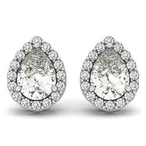 Isabella: Prachtige Halo Diamond Stud -oorbellen .3.32ct Peer &amp; ronde gesneden diamanten