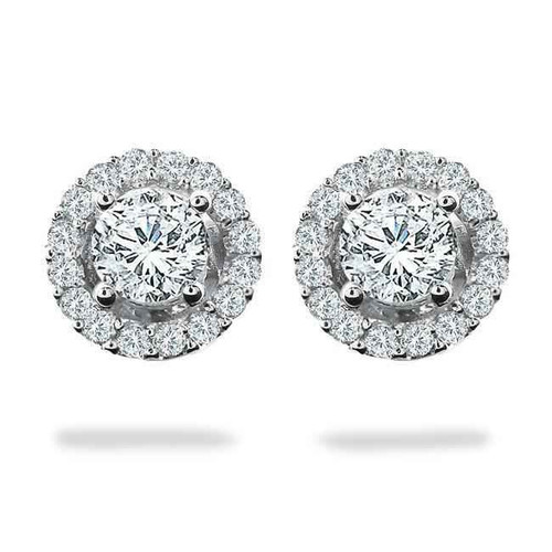 Madrid: Exquisite Halo Diamond Stud Earrings .3.60ct Round Cut Diamonds