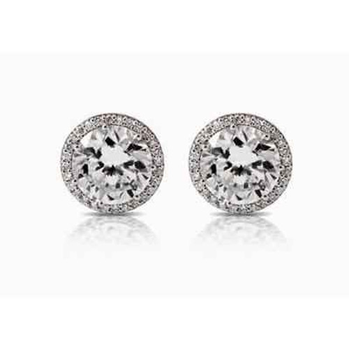 Vienna: Diamond Halo Stud Earrings .2.80ct Round Diamonds