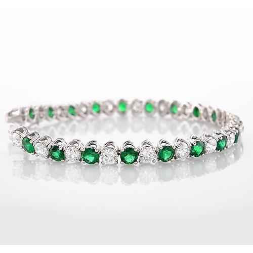 Isabella: Exquise Tennis Bracelet met Emerald &amp; Diamonds .33.25ct Natural AAA Emeralds