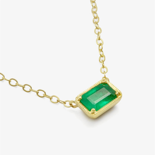 Isabella: Solitaire Emerald Pendant Necklace .4ct Green Emerald
