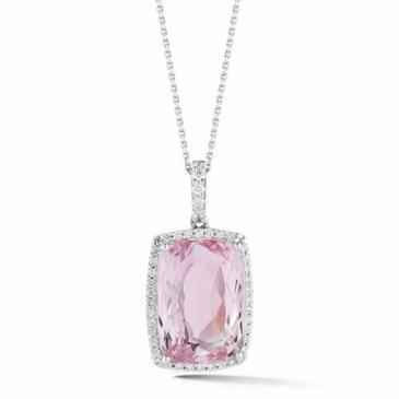 Vienna: Exquisite Kunzite & Diamond Pendant .27ct Cushion