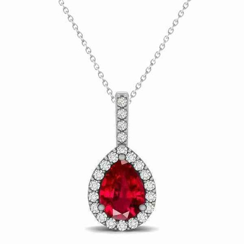 Isabella: Exquisite Ruby & Diamond Pendant .3.25ct Pear