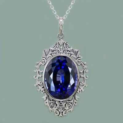 Diana: Regal Sapphire Pendant In Vintage Style .15ct Oval Ceylon Sapphire