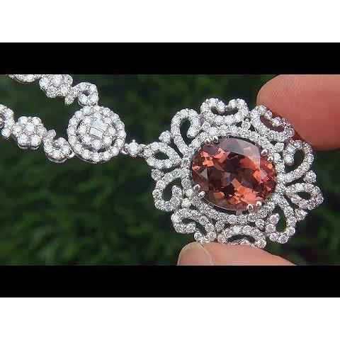 Vienna: Statement Tourmaline & Diamond Pendant .16.00ct Oval Red Tourmaline