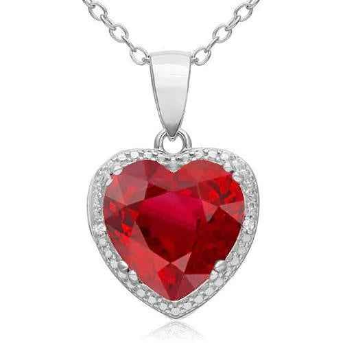 Isabella: Ruby And Diamond Pendant Necklace .11.10ct Heart