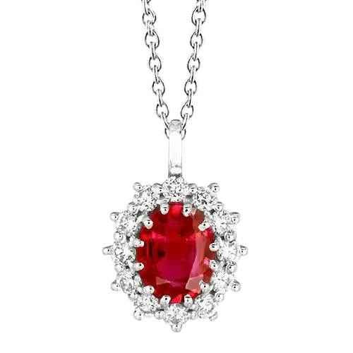 Isabella: Oval Ruby & Diamond Pendant .3.50ct Total Isabella: Oval Ruby & Diamond Pendant .3.50ct Total