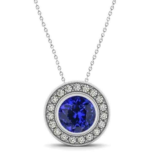 Vienna: Bezel .Set Tanzanite & Diamond Pendant