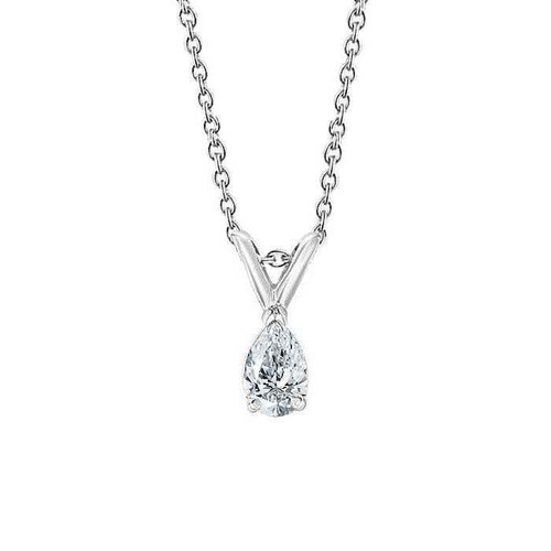 Vienna: Solitaire Diamond Pendant Necklace .1.00ct Pear Cut Diamond