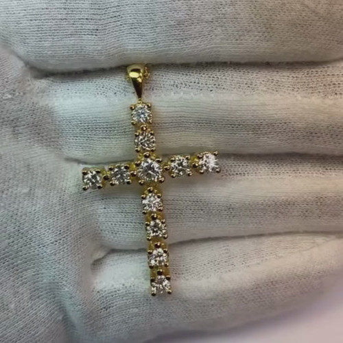 luxury diamond cross pendant, 3 carat diamond pendant, VS1 diamond jewelry, F color diamond necklace, fine white gold pendant, natural earth-mined diamonds, high jewelry cross pendant, round brilliant cut diamond cross, bespoke diamond pendant, investment grade diamond jewelry, 14K white gold necklace, collector’s diamond pendant, sophisticated religious jewelry, exclusive diamond cross, certified diamond pendant