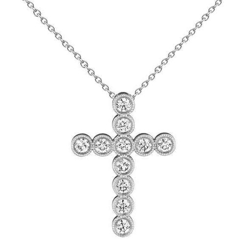Madrid: Exquisite Diamond Cross Pendant .4.00ct Round Diamonds