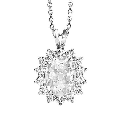 Vienna: Oval Old Miner Diamond Pendant .5ct Natural Diamond