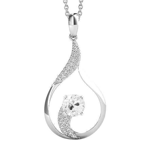Vienna: Exquisite Diamond Pendant .2.00ct Round Old Mine Cut