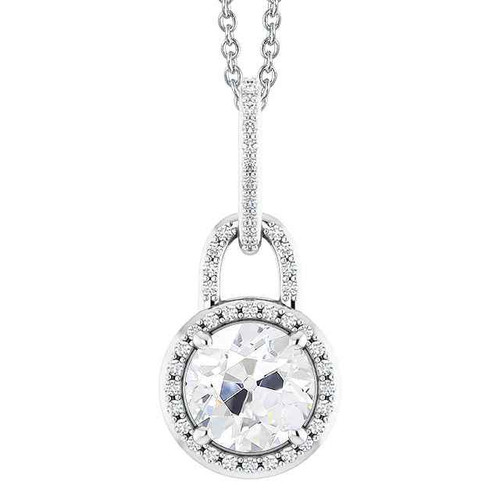 Victoria: Antique .Inspired Halo Diamond Pendant