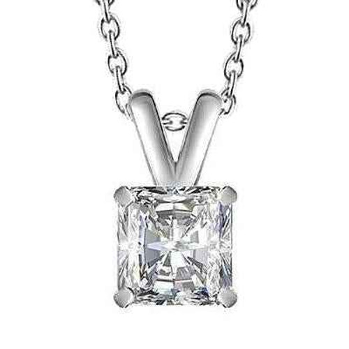 Diana: Exquisite Solitaire Diamond Pendant .3ct Radiant Cut Diamond