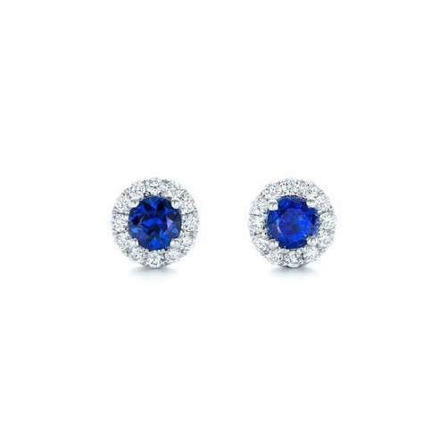 Isabella: Sapphire And Diamond Stud Earrings .3.24ct Blue Sapphire