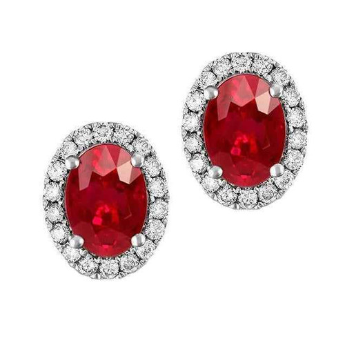 Isabella: Oval Cut Ruby Stud Earrings .4.50ct Natural Ruby