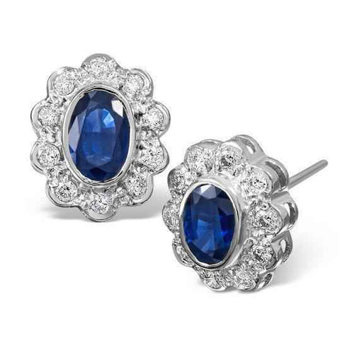 Diana: Exquisite Sapphire & Diamond Stud Earrings .3ct Oval Sapphire