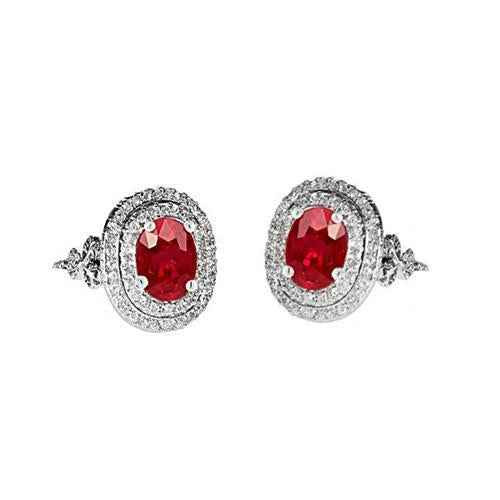 Vienna: Exquisite Ruby & Diamond Earrings .9.04ct Oval Cut Ruby