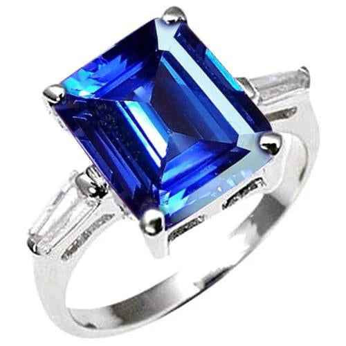 Florence: Exquisite Tanzanite Engagement Ring .8.30ct Emerald Cut Tanzanite