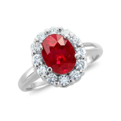 Vienna: Ruby And Diamond Halo Ring .5.65ct Natural Oval Ruby Vienna: Ruby And Diamond Halo Ring .5.65ct Natural Oval Ruby
