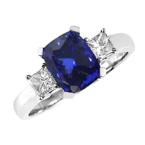 Vienna: Cushion .Cut Tanzanite & Diamond Ring