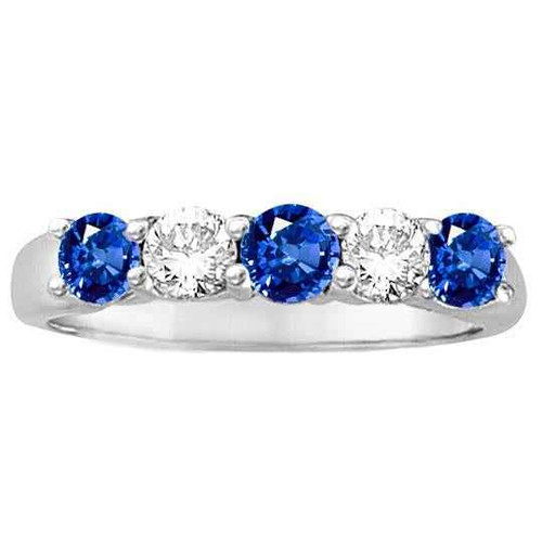 Vienna: Five .Stone Ceylon Sapphire & Diamond Ring