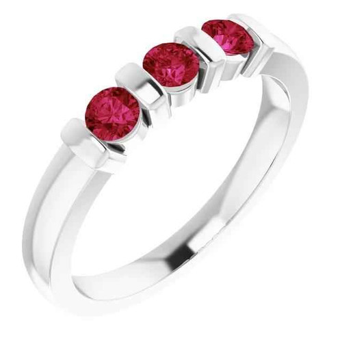 Isabella: Three .Stone Burma Ruby Ring