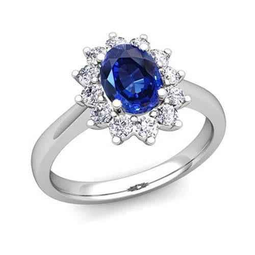 Isabella: Regal Sapphire & Diamond Wedding Ring .2.50ct Oval Ceylon Sapphire