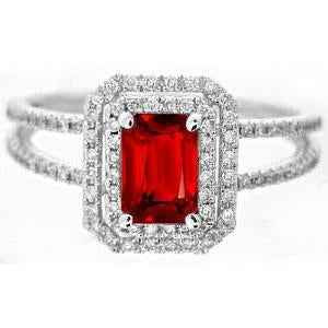 Victoria: Exquisite Ruby And Diamond Ring .5.00ct Emerald Cut Ruby