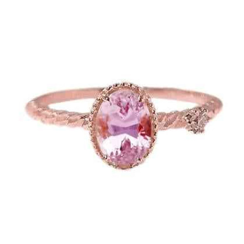 Isabella: Oval Pink Kunzite & Diamond Ring .13.15ct Kunzite Center