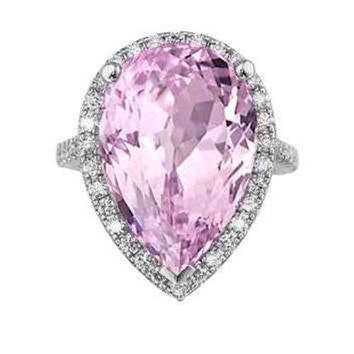 Florence: Exquisite Pink Kunzite & Diamond Wedding Ring .20.40ct Pear Cut Kunzite Florence: Exquisite Pink Kunzite & Diamond Wedding Ring .20.40ct Pear Cut Kunzite