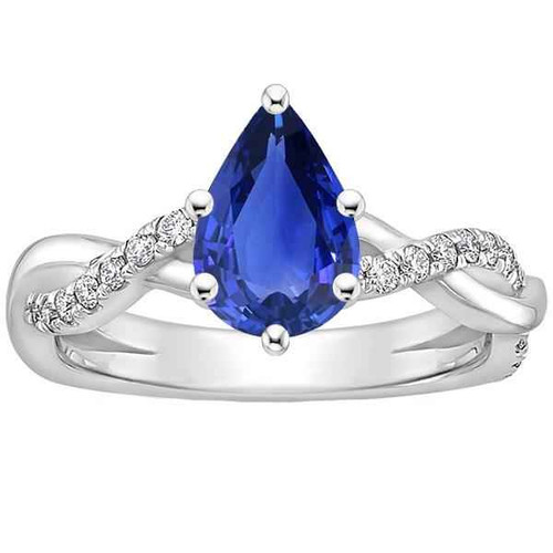 Diana: Majestic Sapphire & Diamond Solitaire Ring .4.75ct Pear
