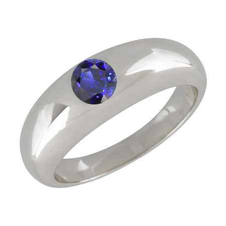 Madrid: Exquisite Solitaire Ring With Ceylon Sapphire .Round Cut AAA Blue Sapphire