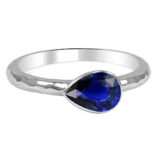 Vienna: Solitaire Ring With Blue Sapphire .1.50ct Pear Cut
