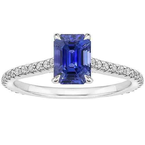 Vienna: Exquisite Sapphire & Diamond Solitaire Ring .4ct Emerald