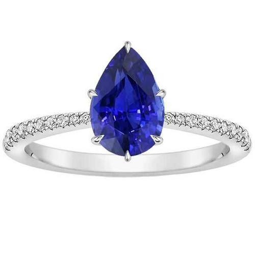Vienna: Sapphire & Diamond Gemstone Ring .5ct Pear