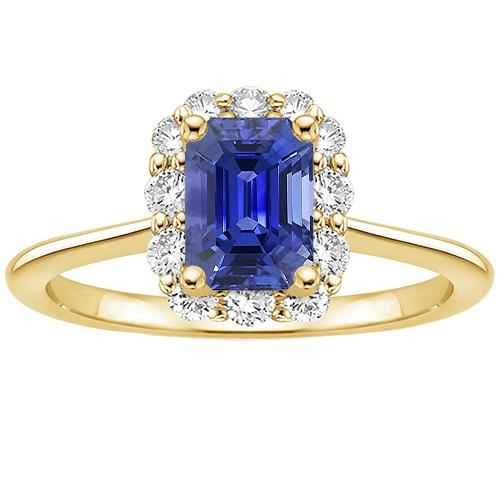 Isabella: Sapphire & Diamond Halo Ring .4.25ct Emerald