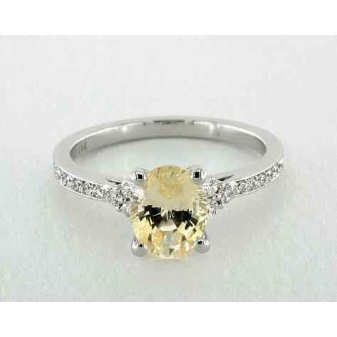 Madrid: Exquisite Yellow Sapphire & Diamond Wedding Ring .3.50ct Oval Sapphire