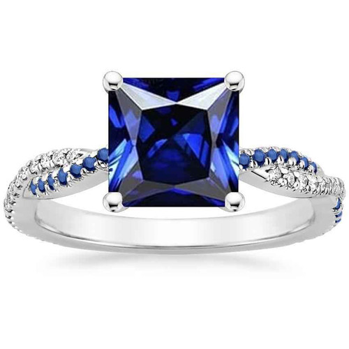 Victoria: anello di fidanzamento di Ceylon Sapphire .6.00ct Princess