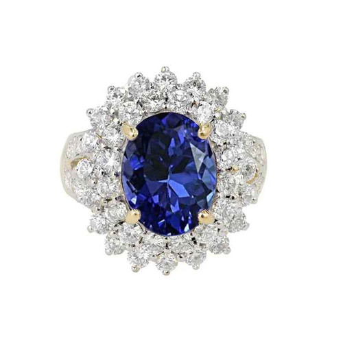 Isabella: Tanzanite Halo Cocktail Ring .14ct Oval Tanzanite