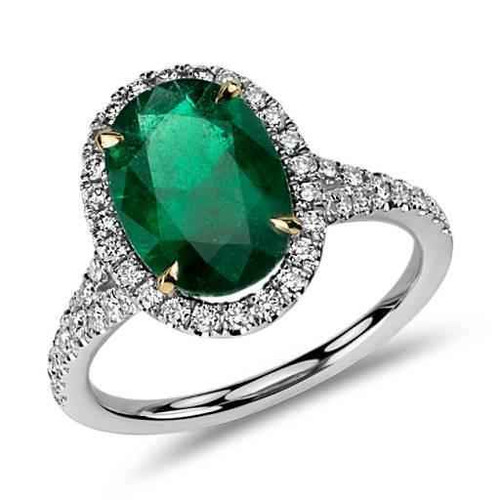 Isabella: Oval .Cut Emerald & Diamond Ring