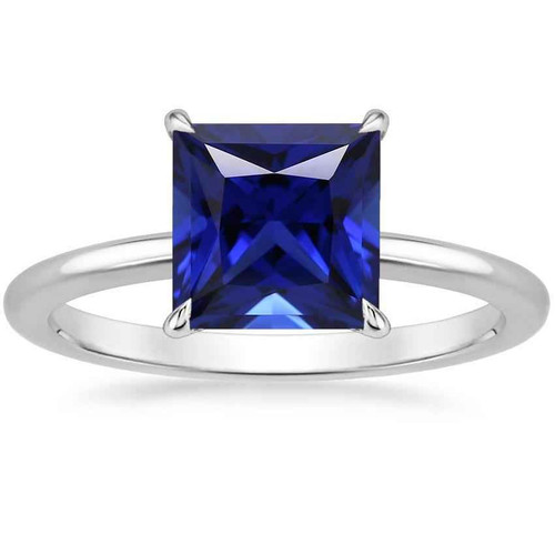 Isabella: Solitaire Sapphire Ring .5ct Princess Cut Sri Lankan Sapphire