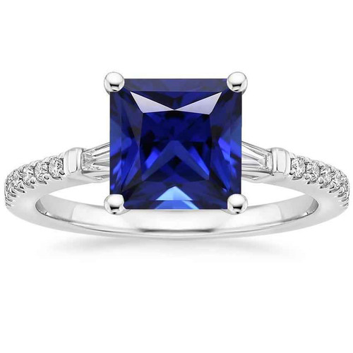 Madrid: Regal Sapphire & Diamond Ring .5.5ct Princess