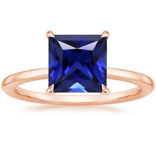 Vienna: Solitaire Ring With Ceylon Sapphire .5ct Princess Cut
