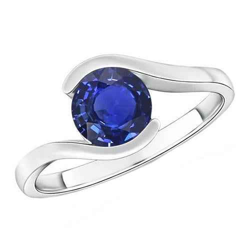 Madrid: Exquisite Tension .Set Sapphire Solitaire Ring
