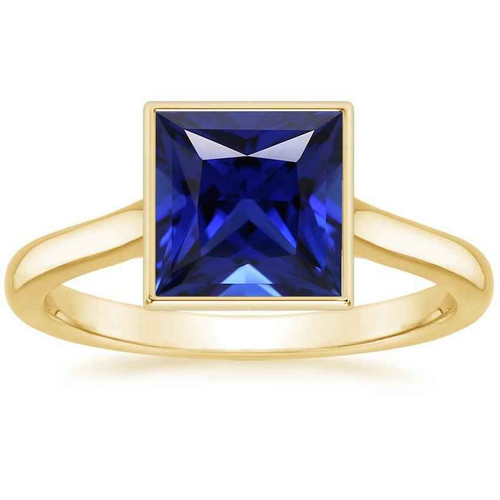 Isabella: Sapphire Solitaire Ring .5ct Princess Cut Blue Sapphire