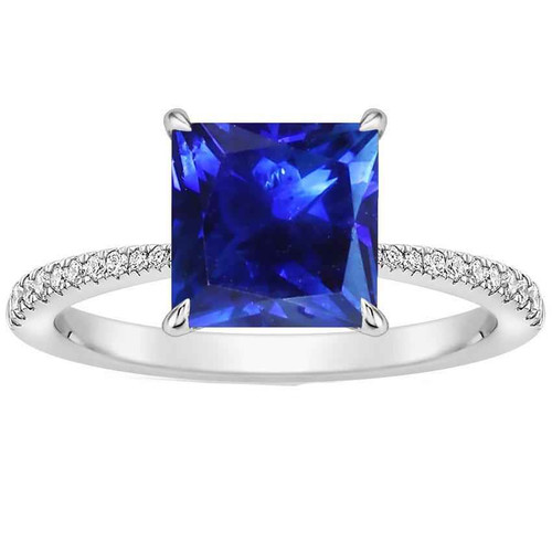 Isabella: Princess .Cut Ceylon Sapphire Ring