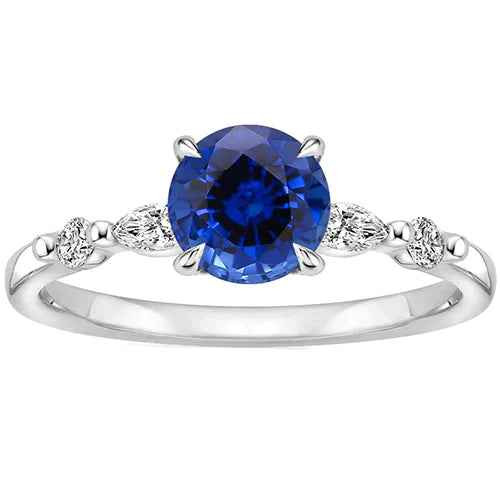 Vienna: Sapphire And Diamond Anniversary Ring .AAA Blue Sapphire