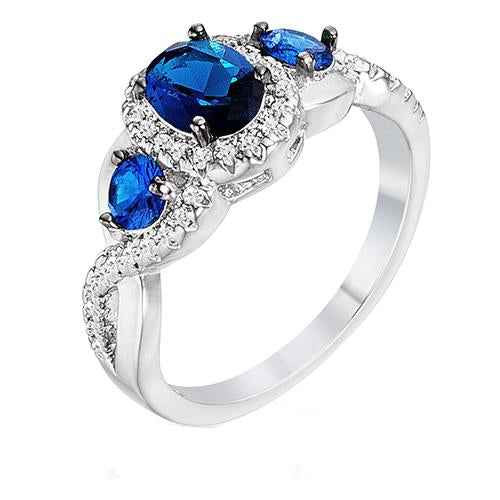 Artemis: Majestic Sapphire &amp; Diamond Halo Ring .5CT Natural Blue Sapphire